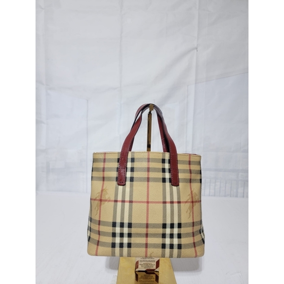Burberry Handbags - Authentic BURBERRY Haymarket Check Small Tote Red